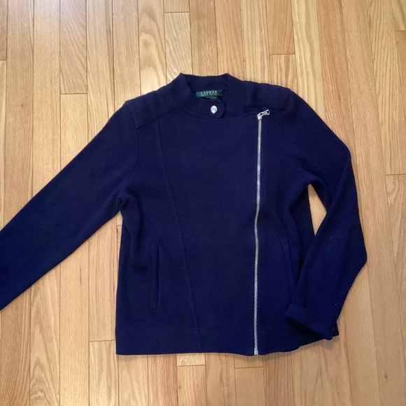 Ralph Lauren 100% cotton moto sweater, navy blue, size medium - Picture 6 of 12